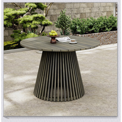 Durable Acacia Wood Outdoor Patio Dining Table, 47.25-Inch Round, Perfect For Backyard And Balcony Gatherings