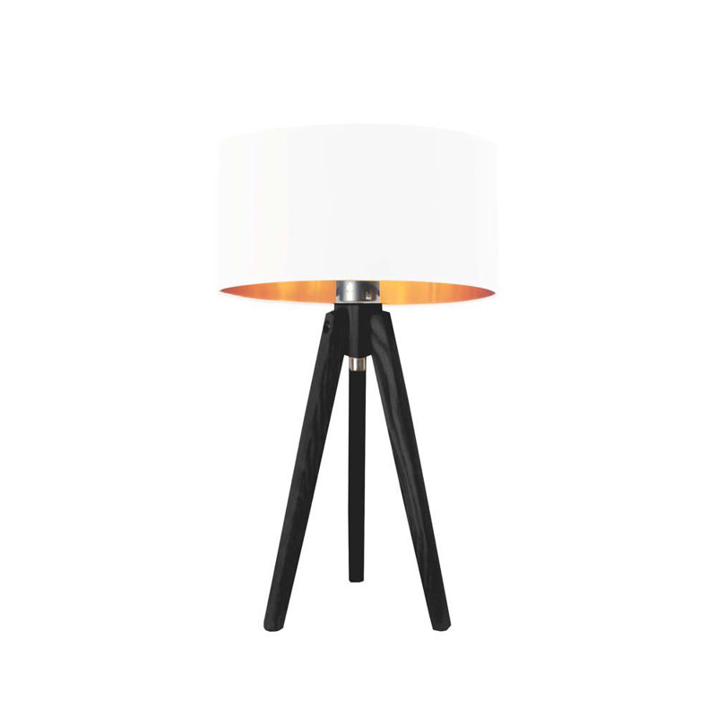 Seligman Solid Wood Table Lamp, Black, White