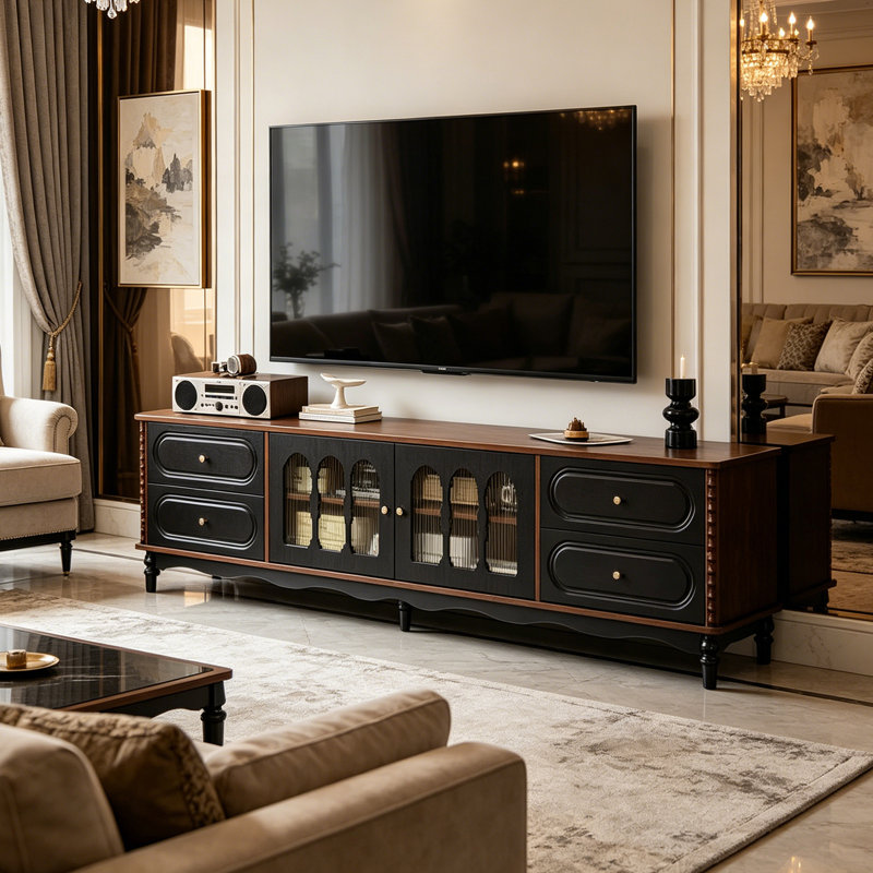 Grand meuble télé en bois avec rangement, H 22,83 po x L 22,83 po x l 15,74 po