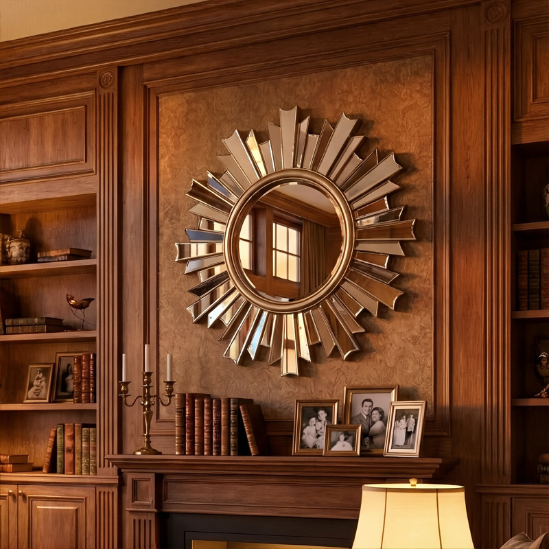 26'' Wall-mounted Sunburst-shaped PU Art Decorative Mirror