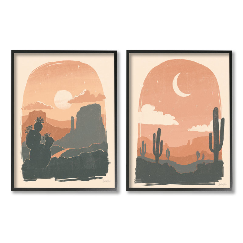 Contemporary Contemporary Scene Silhouette par Janelle Penner - ensemble de 2 impressions sur bois