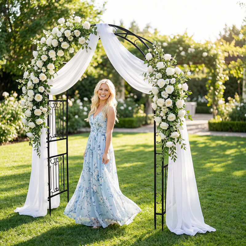 Arche de jardin décorative en métal avec volutes H 94,5 po x l 64,9 po Scendor