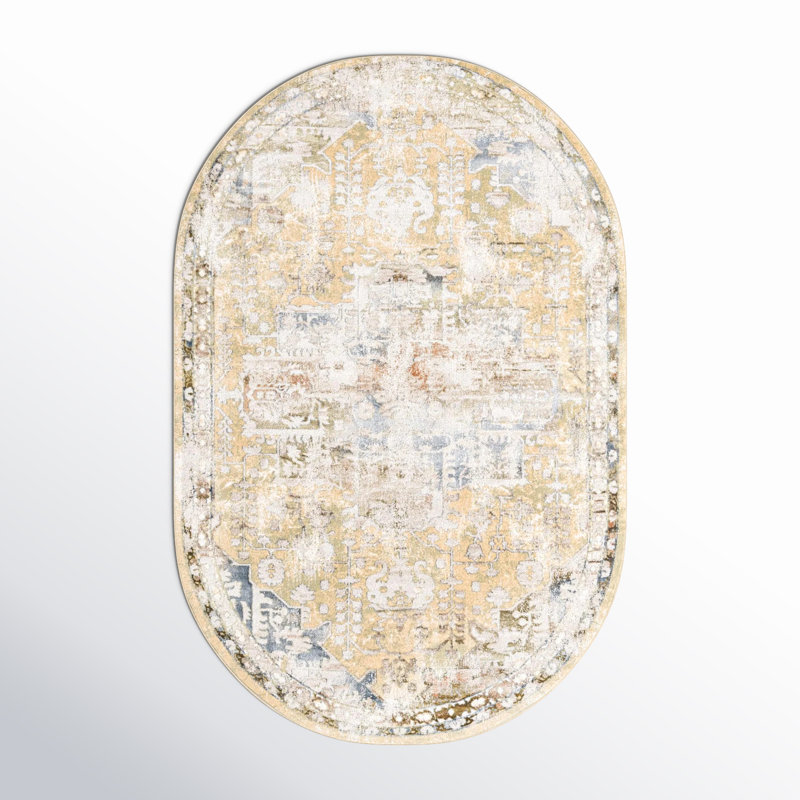 Tapis jaune à motif floral Alamo, Tapis de couloir 2 pi x 9 pi 10 po