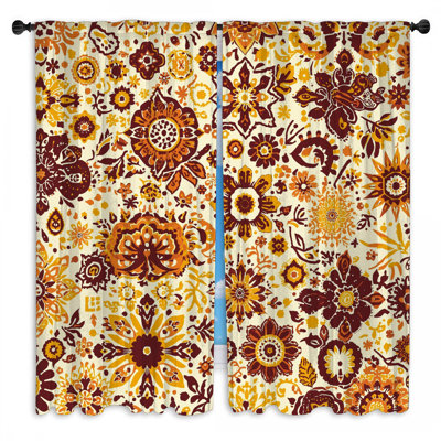 Rideaux de fenêtre à motif floral et ornemental obscurcissant et obscurcissant - 2 panneaux