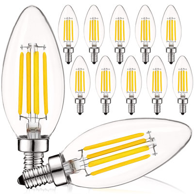 5 Watt (60 Watt Equivalent), B11 LED, Dimmable, Natural White (3500K), E12/Candelabra Base -  Luxrite, LR21645-12PK