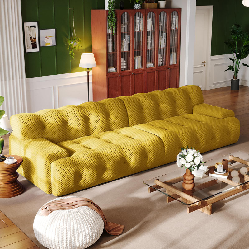 Canapé modulaire rembourré 118 pièces 2 pièces pour salon 118 po, Jaune