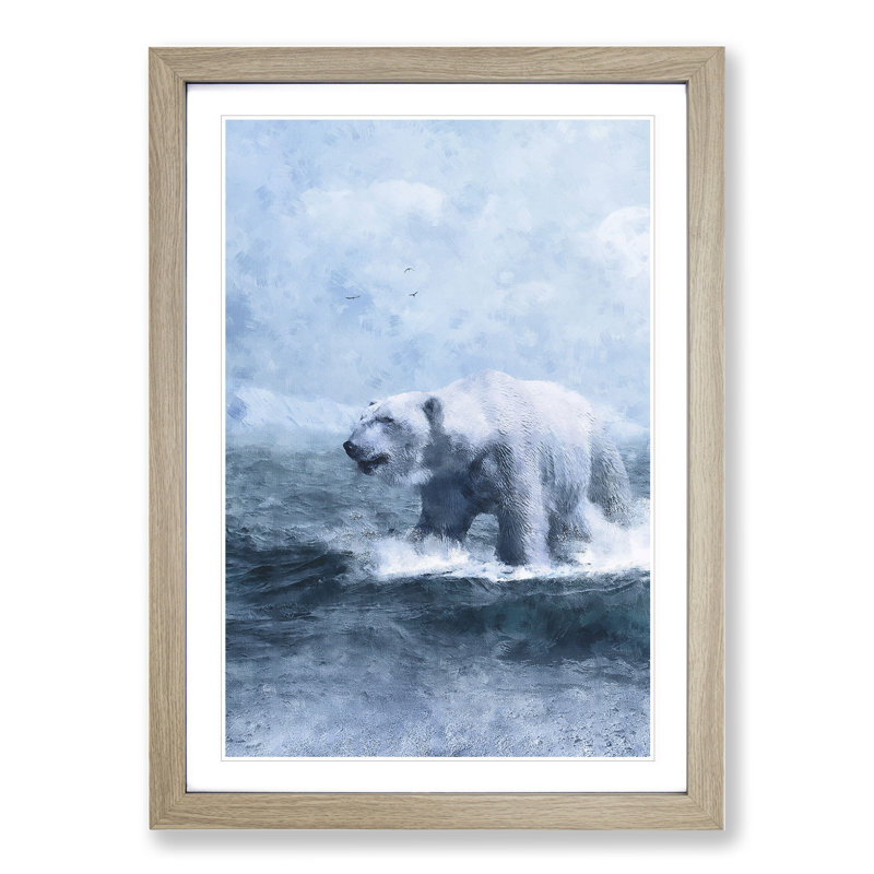 A Polar Bear - Picture Frame Graphic Art, 36cm H x 27cm W x 2cm D, Oak Framed
