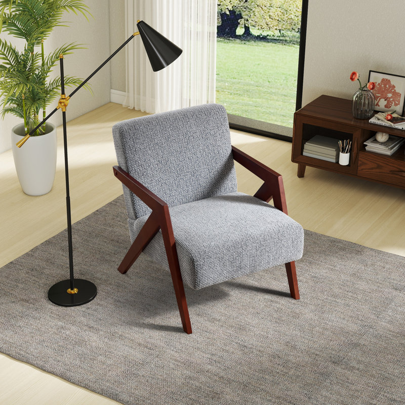 Chaise d'appoint moderne avec accoudoirs souples de 23,8 po de largeur et pieds en bois massif (ensemble de 4), Bleu gris