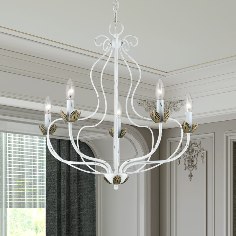 Bellamira Mallory 5-Light Dimmable Chandelier , Antique White