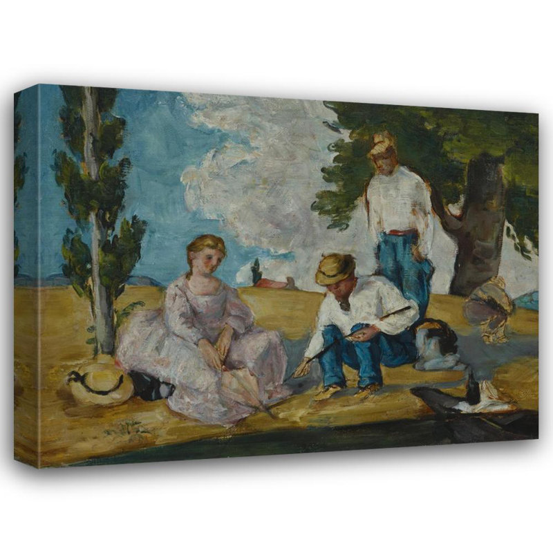 "Pique-nique sur une berge" par Paul Cézanne - Toile tendue avec châssis, H 48 po x l 33 po
