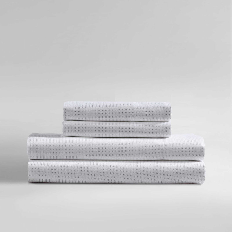 Calvin Klein Printed Sateen Cotton Sheet Set, King Sheet Set with 2 Pillowcases, Wildflower Blue