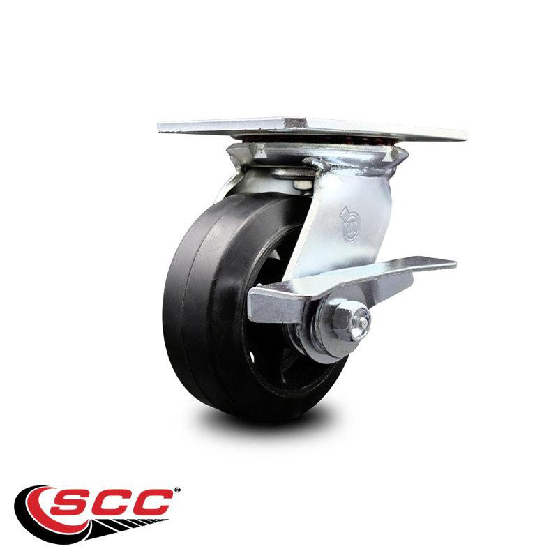 Caoutchouc sur roulettes en acier