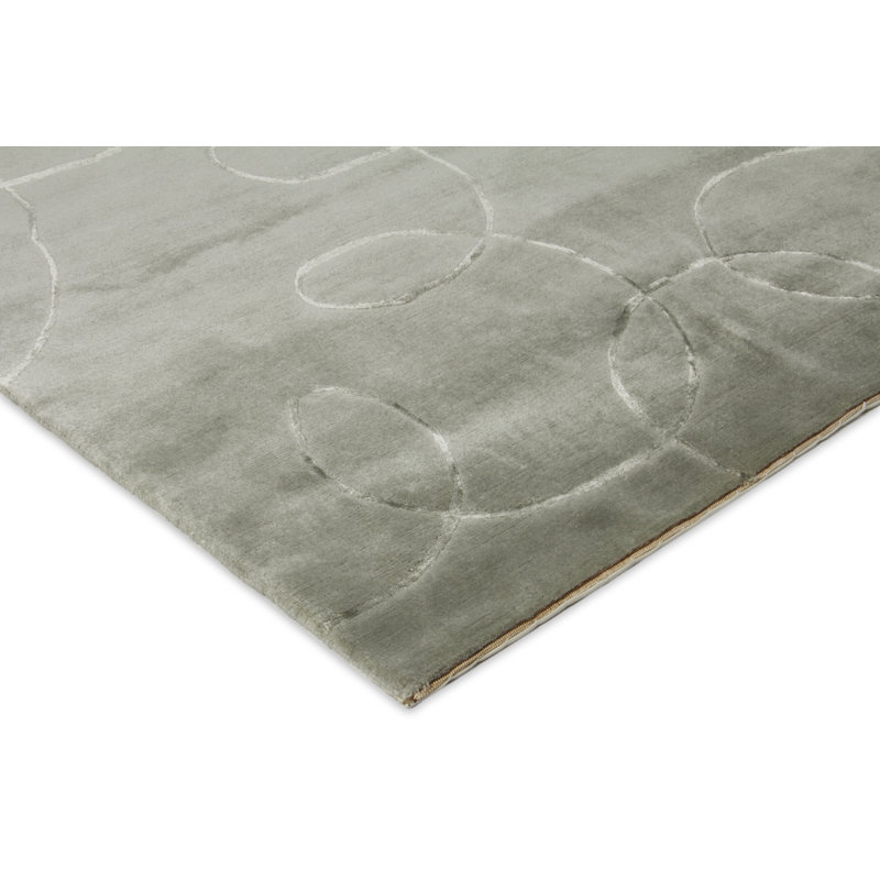 Super Tibetan hand-knotted Wool/Bamboo Silk Blue Area Rug, 9'X12'