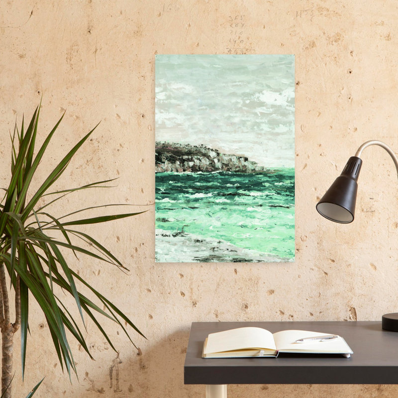 Paysage marin abstrait brumeux, art abstrait, H 24 po x l 16 po