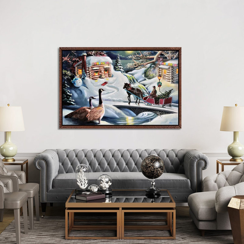 Santa And Reindeer by D. "Rusty" Rust - Gallery-Wrapped Canvas Giclée on Canvas, 152.5 cm H x 101.5 cm W, Classic Wood Framed