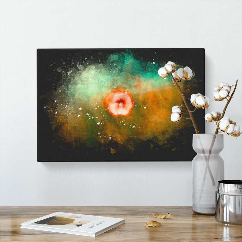 Lone Pink Flower - Wrapped Canvas, 35cm H x 50cm W x 3cm D