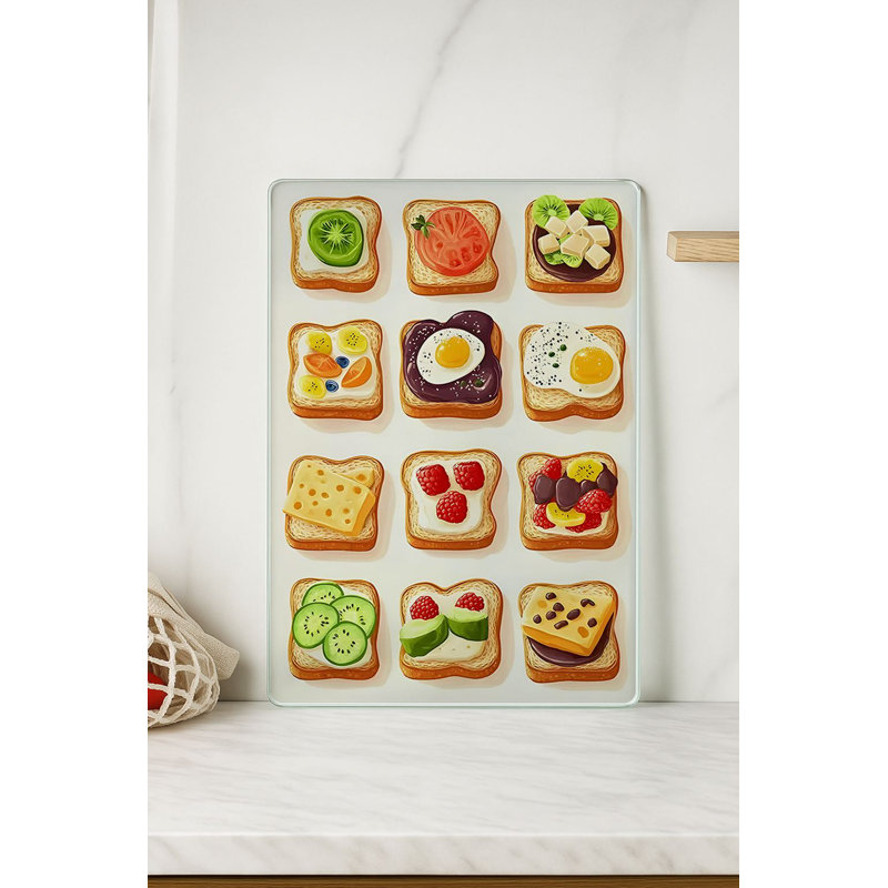 Premium Tempered Glass Cutting Board, 11.8 x 15.7 inches | 100% Antibacterial, Easy Clean Design with Non-Slip Silicone Feet | Ideal for Safe Food Preparation in Kitchen, Stylish & Functional