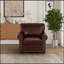 Chaise de salon simple avec pieds en bois et similicuir bourgogne-135818875