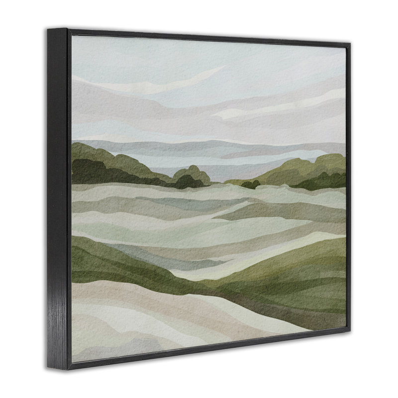 «Simple Rolling Green Hills», art de la giclée par Nikita Jariwala, H 24 po x l 30 po, Giclée encadrée noir minuit