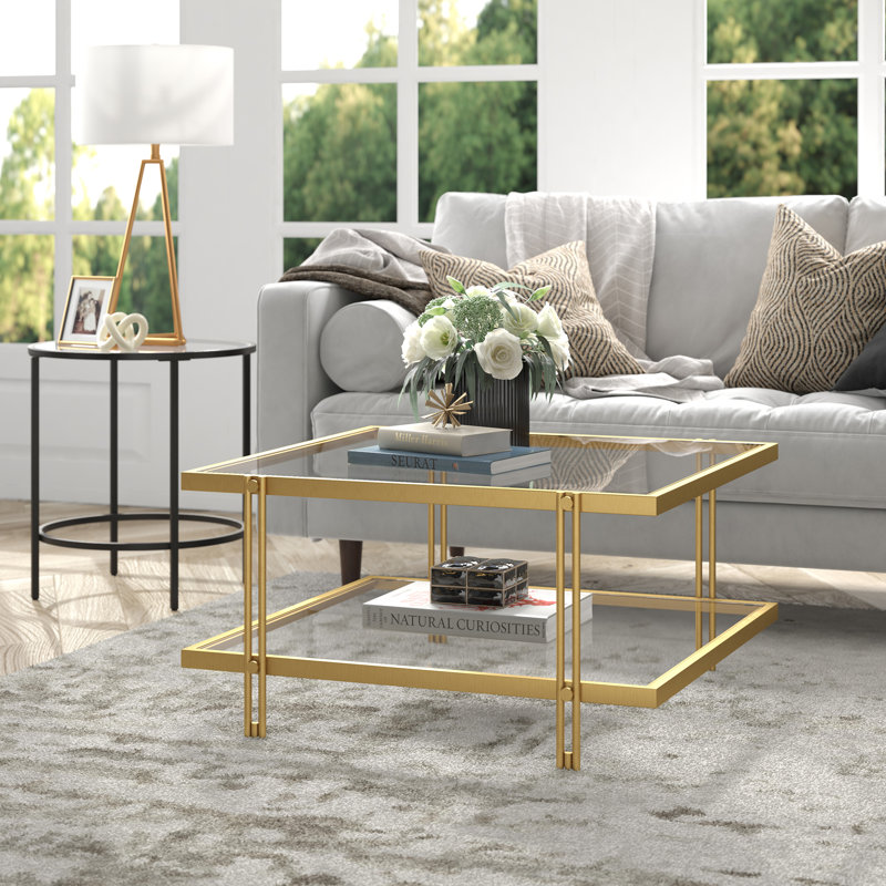 Table basse avec rangement Inez, Laiton