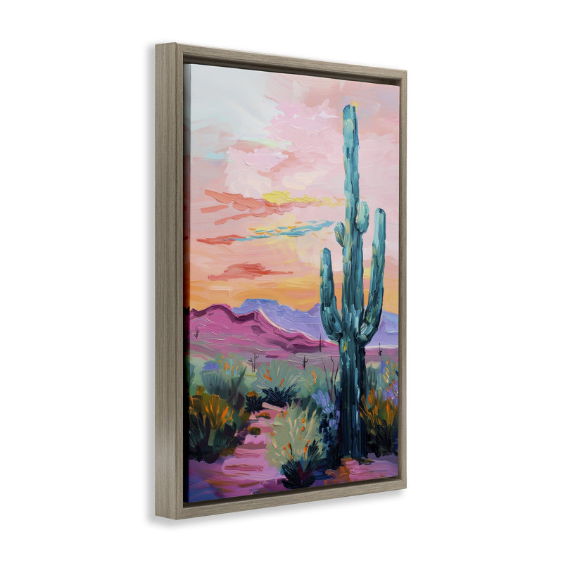  «Cactus» par Petal Prints Design, H 31 po x l 21 po, Cadre flottant orme Montalcino