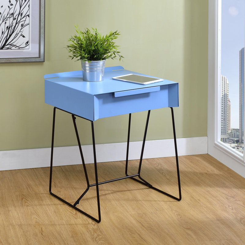 Table de bout de style traîneau avec rangement Isay, Bleu