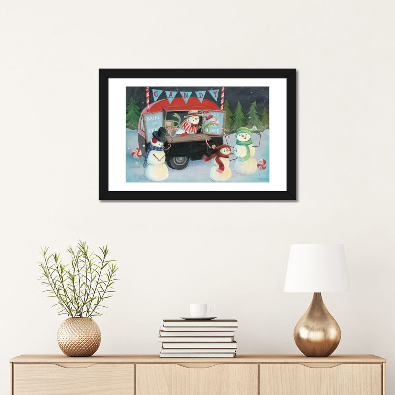 « christmas on wheels, light i », impression sur toile, H 24 po x l 32 po x P 1 po, Papier avec cadre noir, Blanc