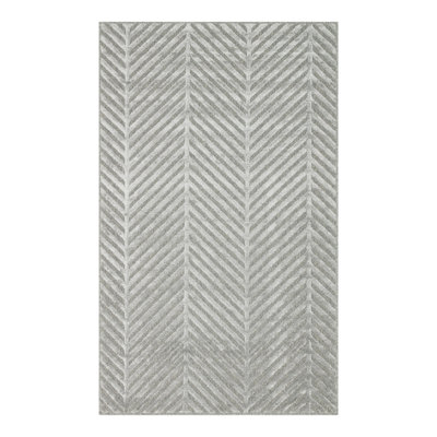 Tapis gris luxueux, 100% laine et viscose, 6,6 x 9,5 pieds | Hauteur des poils: 0,3 pouce, 1,1 lb / pied carré, 256 000 points de fil | Doux, durable, facile à nettoyer | Parfait pour le salon, la chambre à coucher et la salle à manger