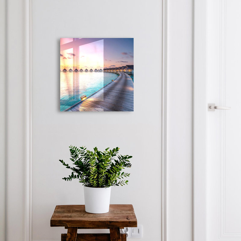 Key box, Opens to the left, 30x30x5, Black, Sunset over the water houses, 