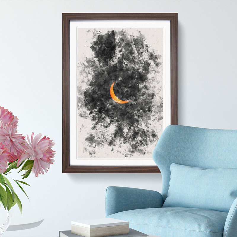 Partial Solar Eclipse - Picture Frame Painting Print, 87cm H x 62cm W x 2cm D, Walnut Framed