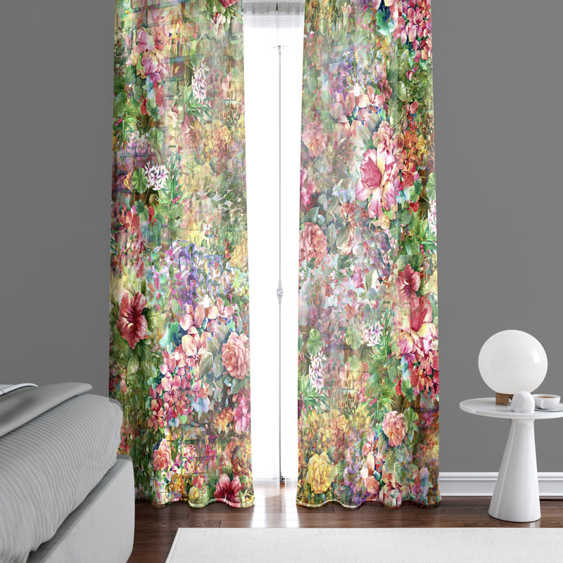 Panneaux de rideaux semi-transparents à motif floral, L 20 po x L 61 po