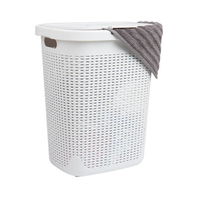  50L Slim Laundry Hamper, Clothes Basket, Lid, Plastic