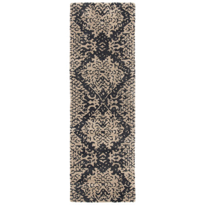 Kouerga Hand Tufted Wool/Cotton Abstract Rug in Grey/Black