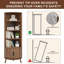 Bibliothèque de coin autoportante 67,1 pouces à 5 niveaux en noyer, armoire de rangement d'angle en bois avec portes coulissantes et tablettes ouvertes, présentoir peu encombrant pour le bureau de la cuisine du salon