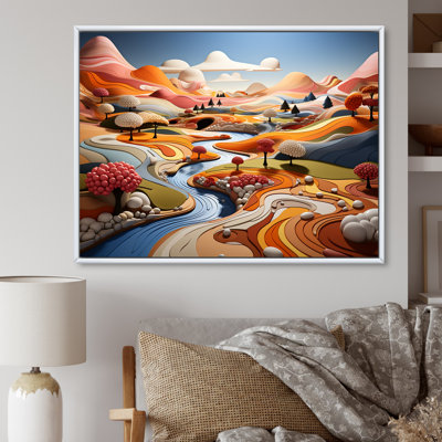 «Whimsical Fields Of Color Landscape I - Countryside», reproduction d'art sur toile
