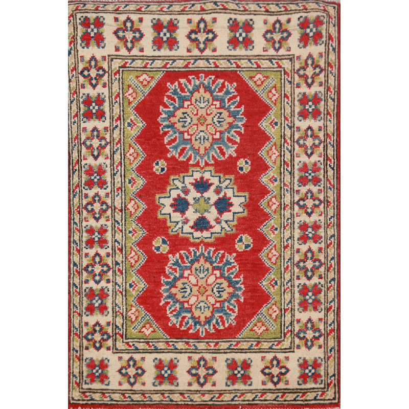 Tapis décoratif rouge Kazak 2 x 3