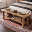 Farmhouse Solid Wood Bedroom Bench, 2-Tier Rustic Bed End Bench With Lower Storage Shelf-2048265405
