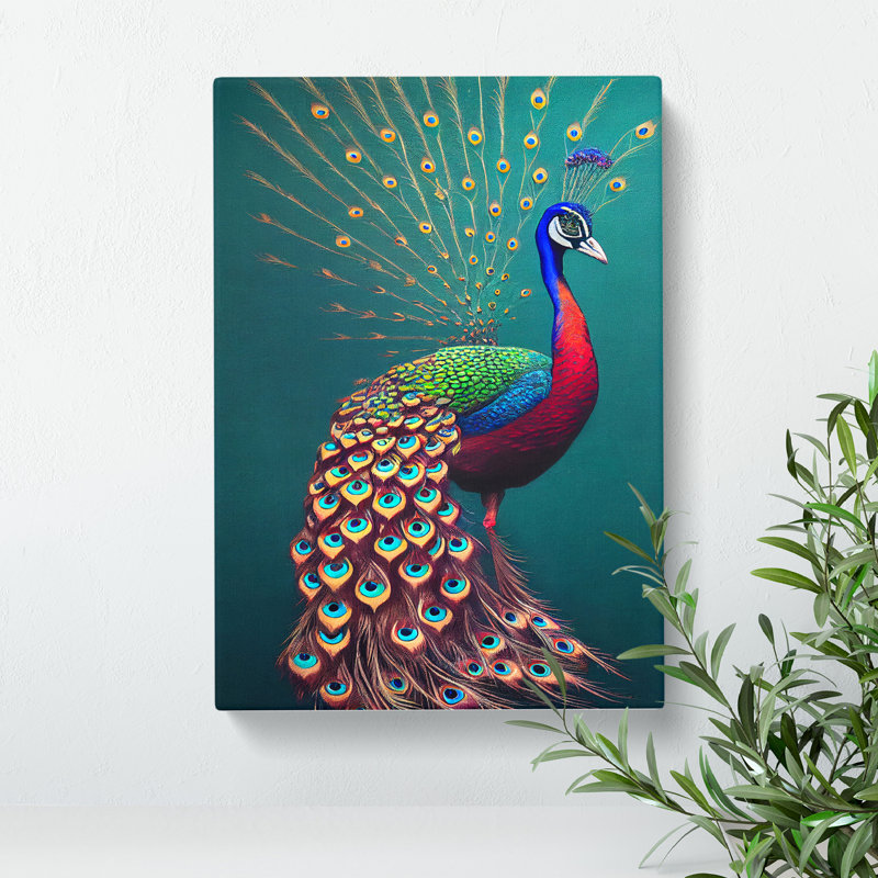 XC1022-832X Artistic Peacock - Wrapped Canvas Print, 76cm H x 50cm W x 3cm D