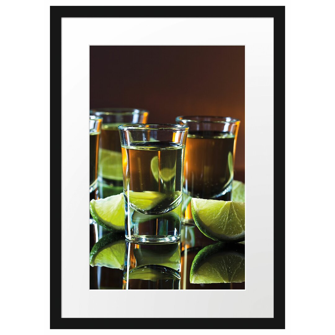 Gerahmtes Poster Tequila mit Limetten