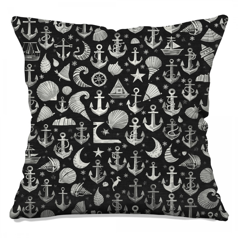 Anchor Nautical Pattern Double Sided Throw Pillows, 16 x 16 inches