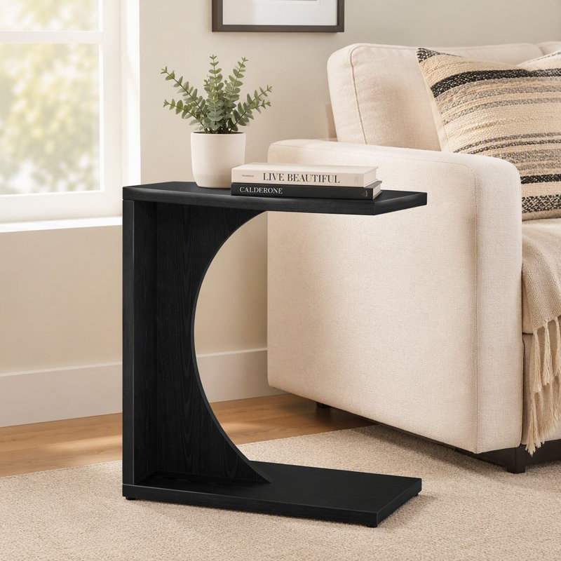 C-Shaped End Table, Wood Side Table Nightstand