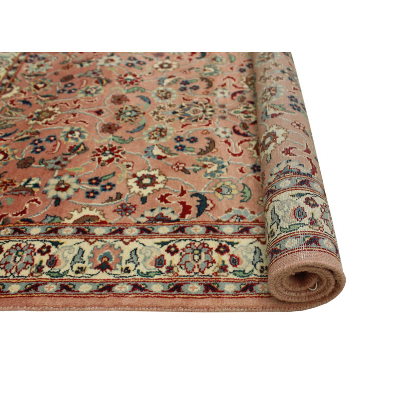 Tapis noué à la main pak-persan Noemi - rose - ivoire, 2 pi 7 po x 4 pi 2 po