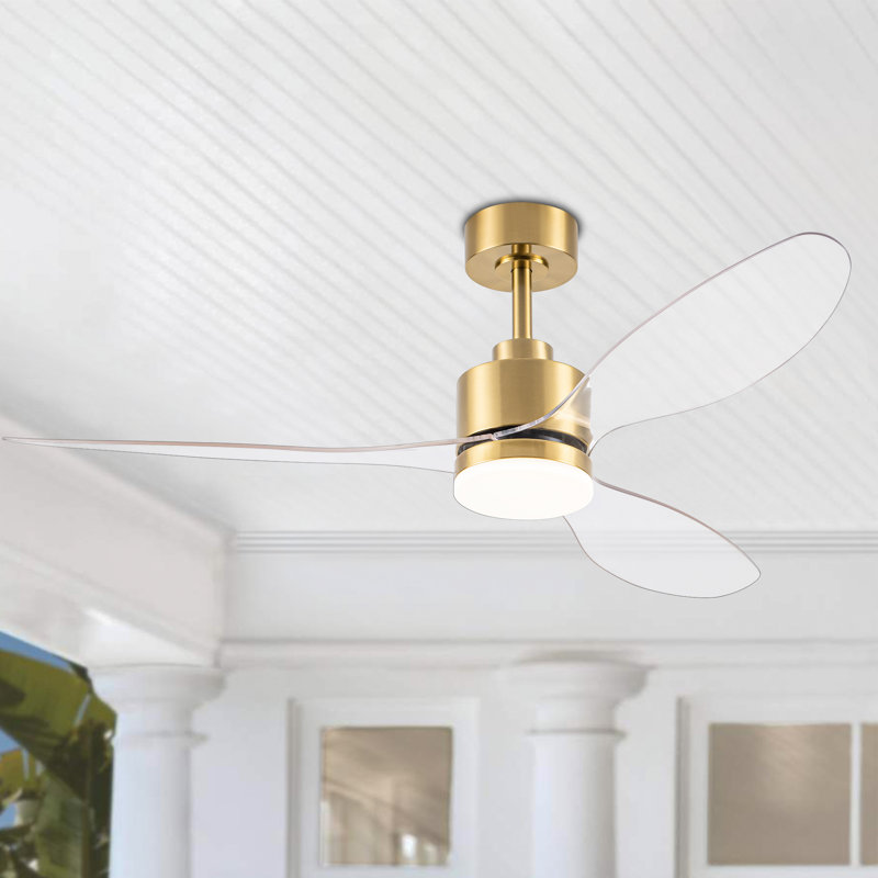 Ventilateur de plafond 52 po Zorien, Doré avec pales transparentes