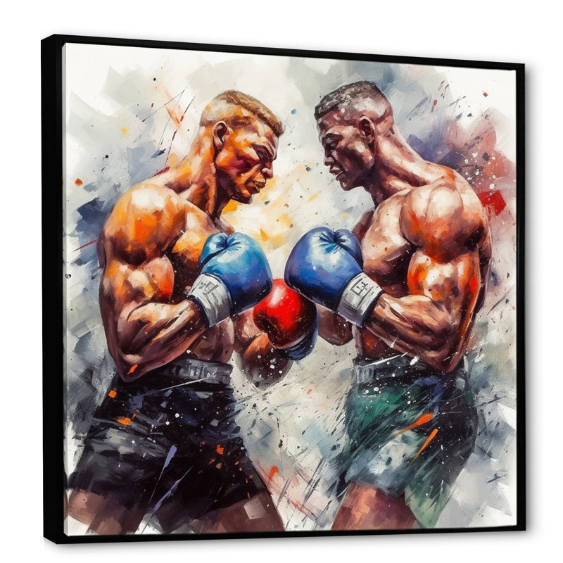 «Legendary Fight I» sur toile, H 16 po x l 16 po x P 1 po, Cadre flottant noir