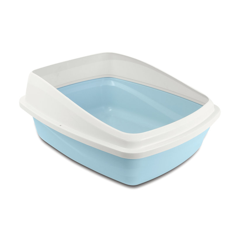 Bac à litière standard en plastique, H 8,6 po x l 15 po x P 18,9 po, Gris charbon / Rouge