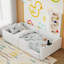 Lit plateforme simple tapissier avec garde-corps et station de charge, blanc-1774493357