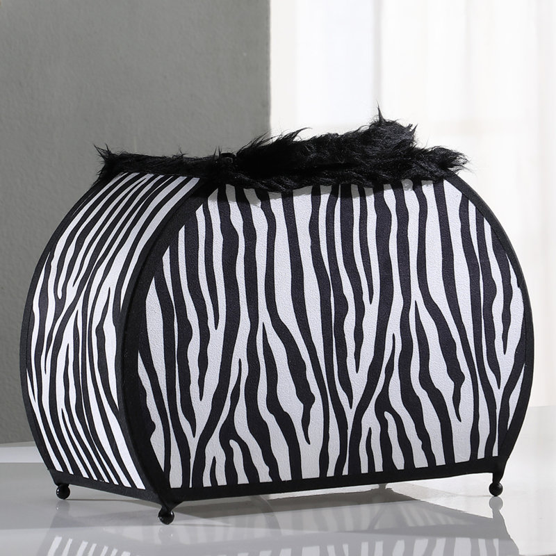 11.75" In Zebra Animal Print Purse W/ Black Faux Handle Table Lamp