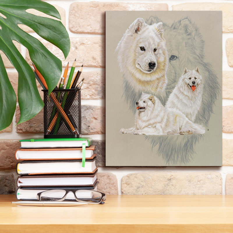 «Samoyède sur toile» par Barbara Keith, H 16 po x l 12 po x P 0,75 po