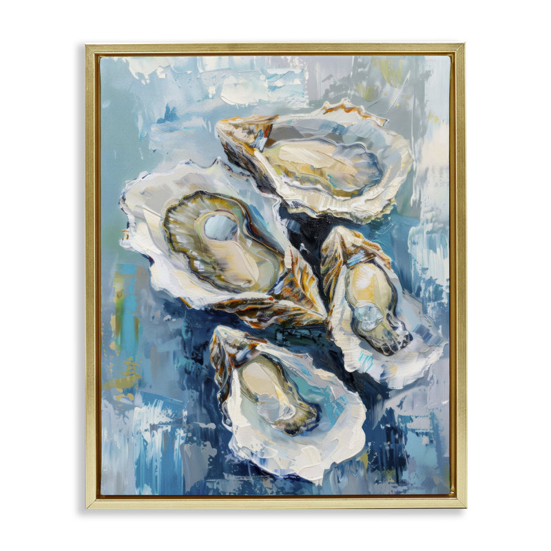  Freshly Shucked Oysters Canvas Wall Art by LSR Design Studio, H 31 po x l 25 po, Cadre flottant métallique doré