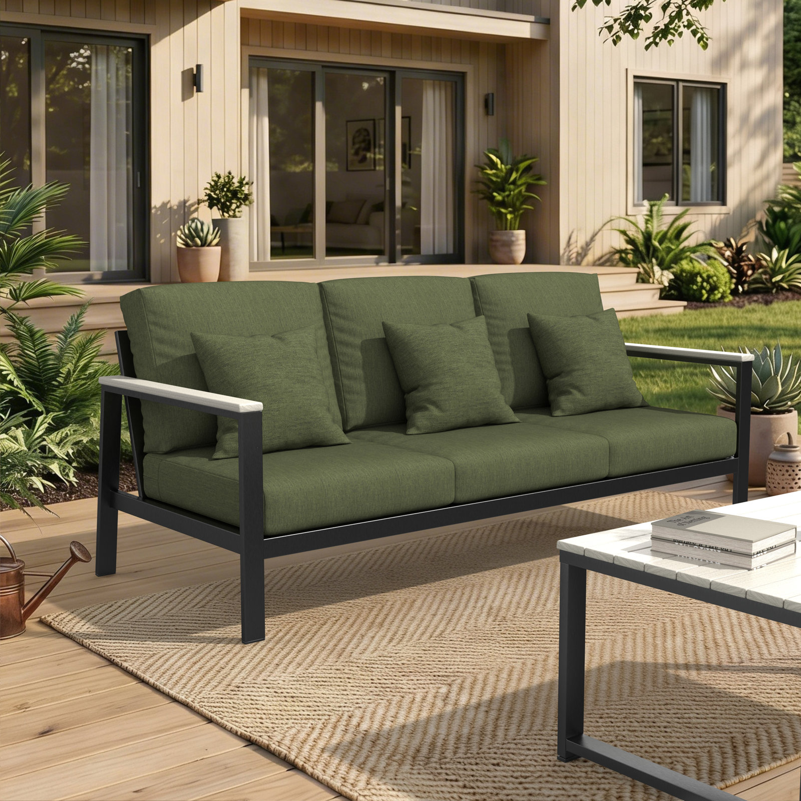 Townsend 80" Sunbrella® Patio Sofa, Sunbrella® Canvas Fern, Yes, Seashell